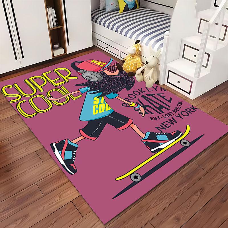 "Skateboarding Super Cool Style" suitable as a non-slip mat for the living room or bedroom sofa