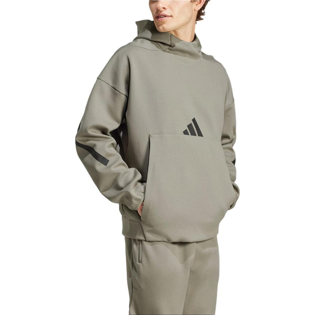 Adidas Толстовка с капюшоном Zne с логотипом бренда, двухсторонняя, трикотажная, удобная, для тренировок, мужские толстовки с капюшоном, коричневые JE3071