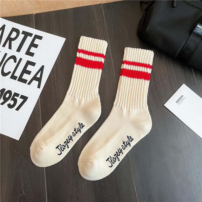 Модные унисекс полосатые хлопковые носки до середины икры, теплые, влагоотводящие, против натирания, спортивные носки, мужские носки для баскетбола, носки для бега