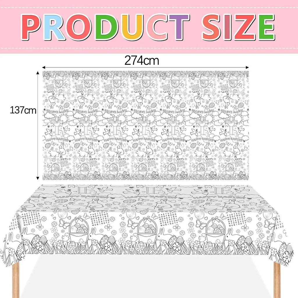 1-10 шт. Пасхальный кролик Сделай сам Детская раскраска Скатерть Одноразовая бумажная скатерть для украшения праздничной вечеринки Пасхальные принадлежности для вечеринки