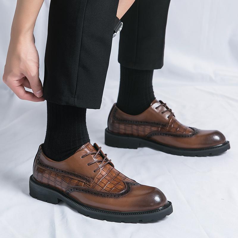 Классические фирменные мужские туфли-броги на шнуровке с массажной подошвой, мужские туфли-оксфорды, универсальные кожаные деловые туфли, бесплатная доставка