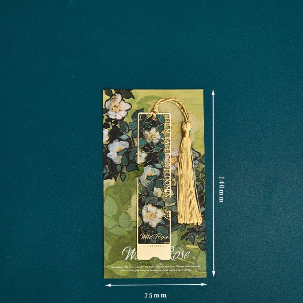 Painting Flower Metal Bookmark Hollow Literary Flower Pagination Mark  Student Gift