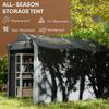 2.2 x 1.6 m Garden Storage Tent, Waterproof Anti-UV Bike Tent with Roll-up Zipper Door, Galvanised Outdoor Storage Shelter Carport for Bike