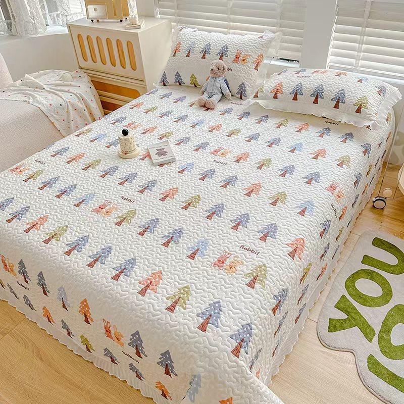 Новый комплект из трех предметов с жемчужным хлопковым покрывалом Fairy с стиркой в ​​пресной воде и хлопковым кружевным покрывалом