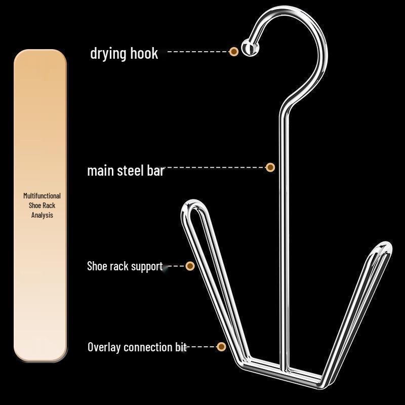 Многофункциональная сушилка для обуви из нержавеющей стали для улицы с подвесными крючками
