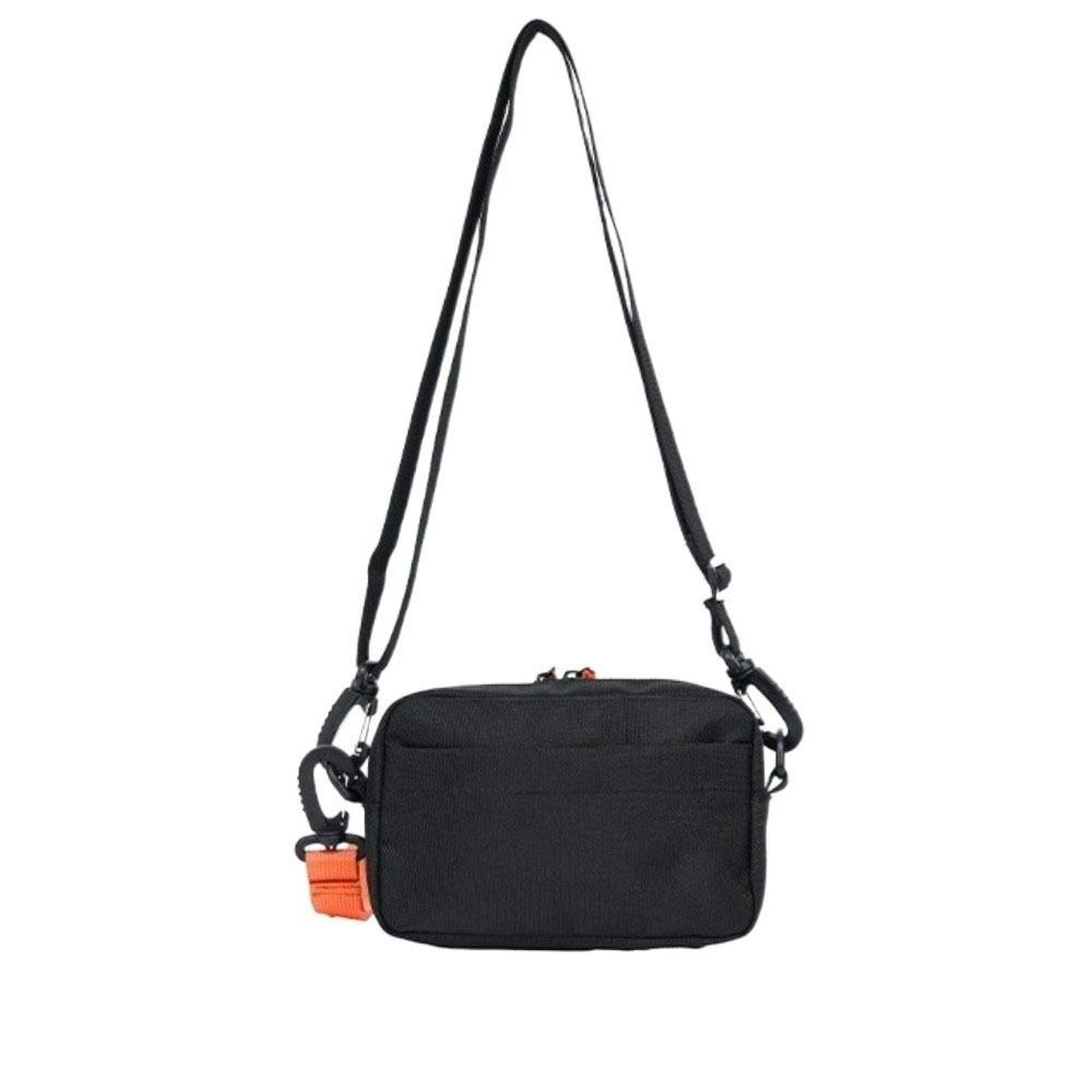 All-match Square Nylon Crossbody Bag Adjustable Black Single Shoulder Bag Wide Shoulder Strap Lightweight Messenger Bag Hiking