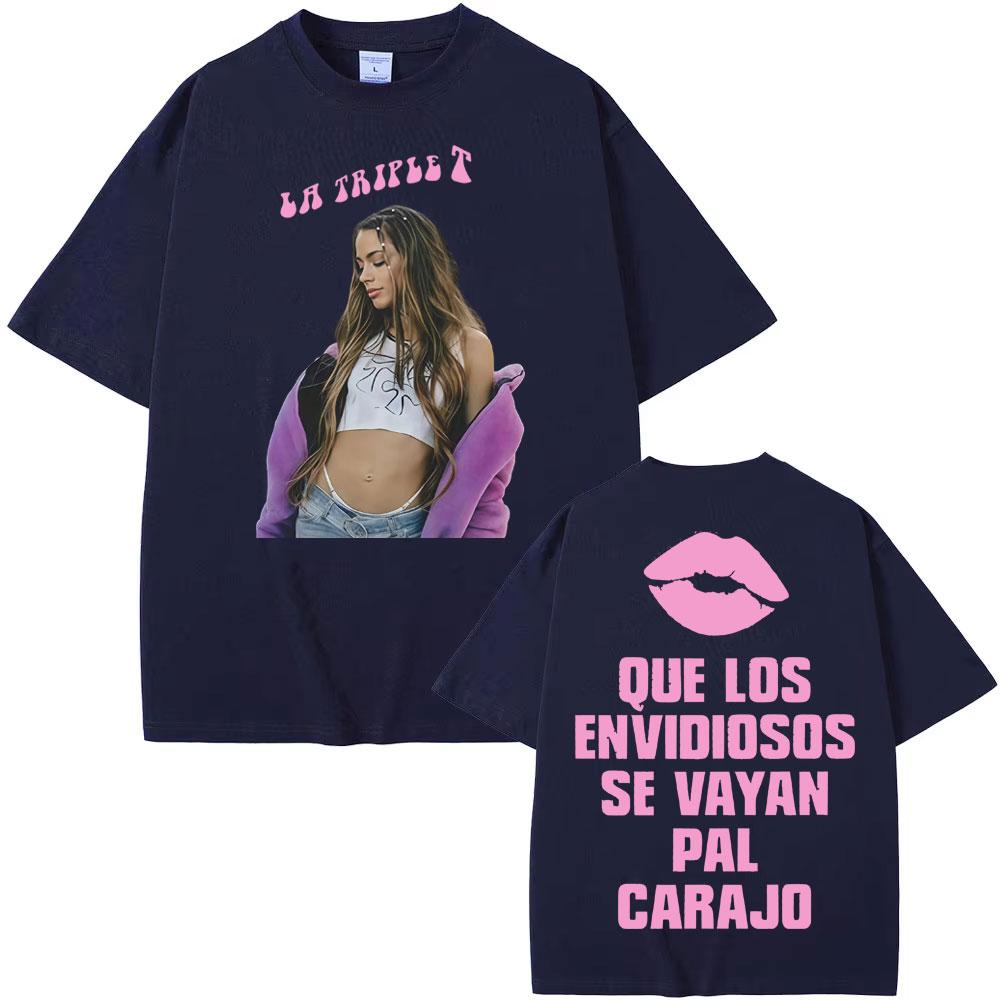 Singer Tini Stoessel's Double-sided Printed T-shirt for Men and Women In Harajuku 2025 Summer Print 100% Pure Cotton T-shirt