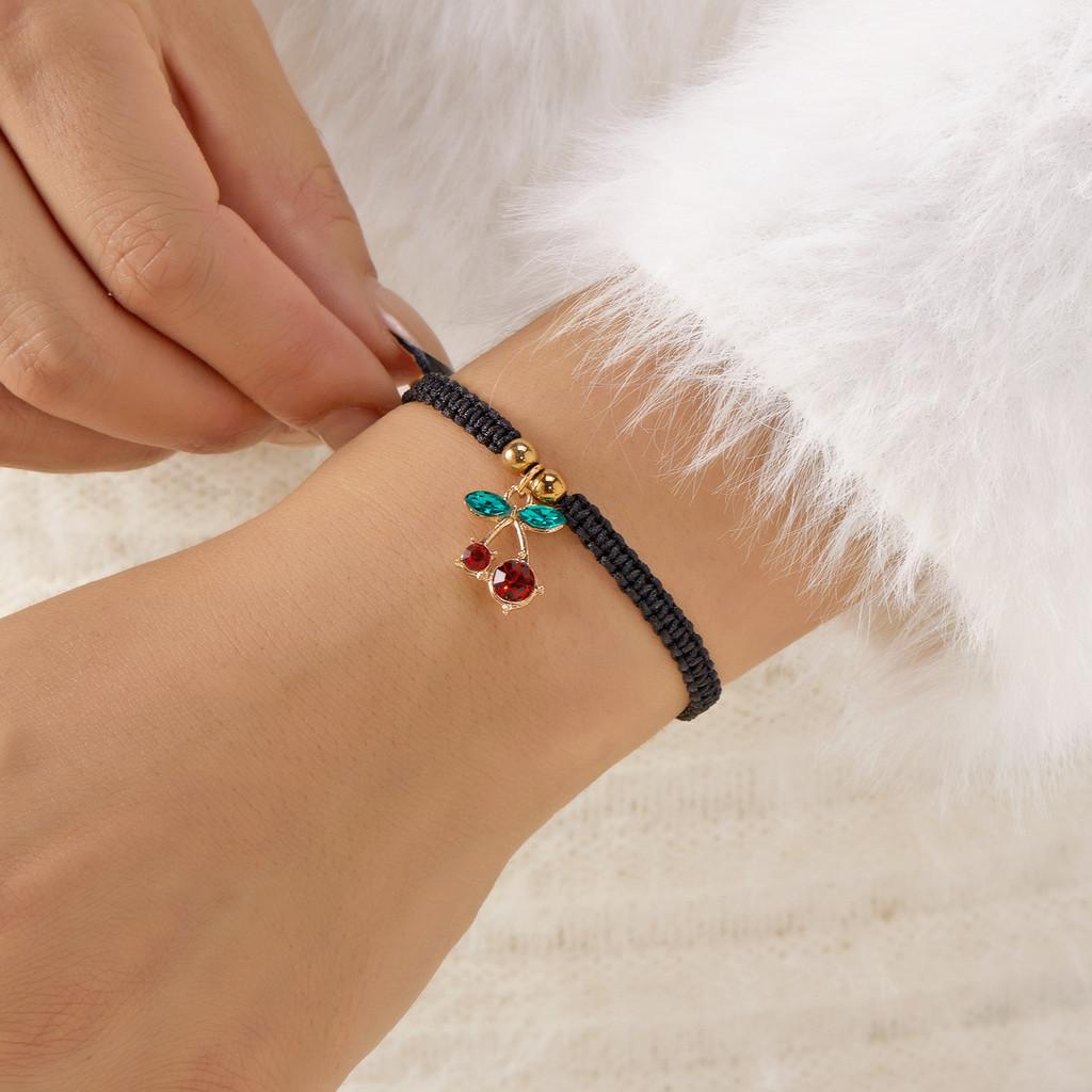 Handcrafted Woven Friendship Bracelet With Fruit Design For Teens And Casual Wear