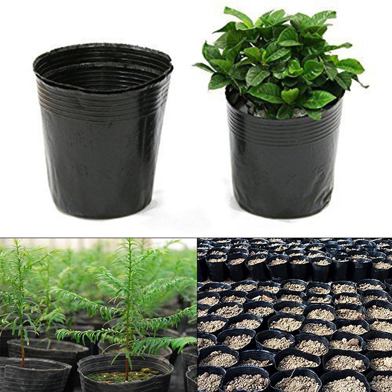 100pcs Garden Black Plastic Thicken Breathable Nutritional Plant Seedling Pots