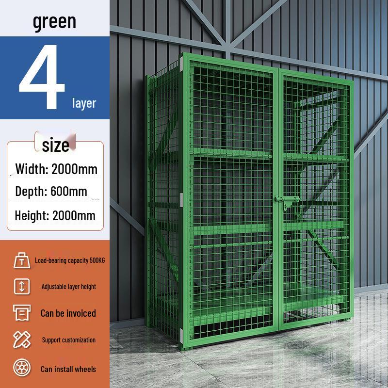 Multi-layer Grid Warehouse Shelving with Lockable Doors and Wheels