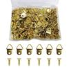 Gold Triangular Hanging Hooks, Set of 100, Picture Frame Hooks with Wood Screws for Hanging Picture, Clock, and Photo Frames, 22 X 10mm, with