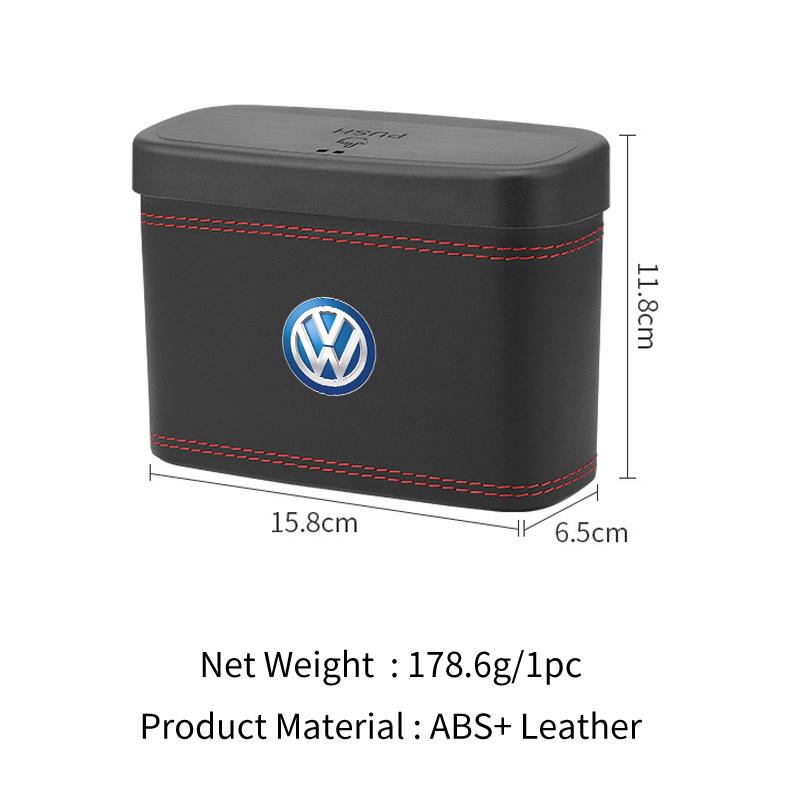 CUP1 Car Push-Button Style Square Leather Multi Functional Organizer Box Trash Can For Volkswagen VW Scirocco Jetta Beetle GTI Passat