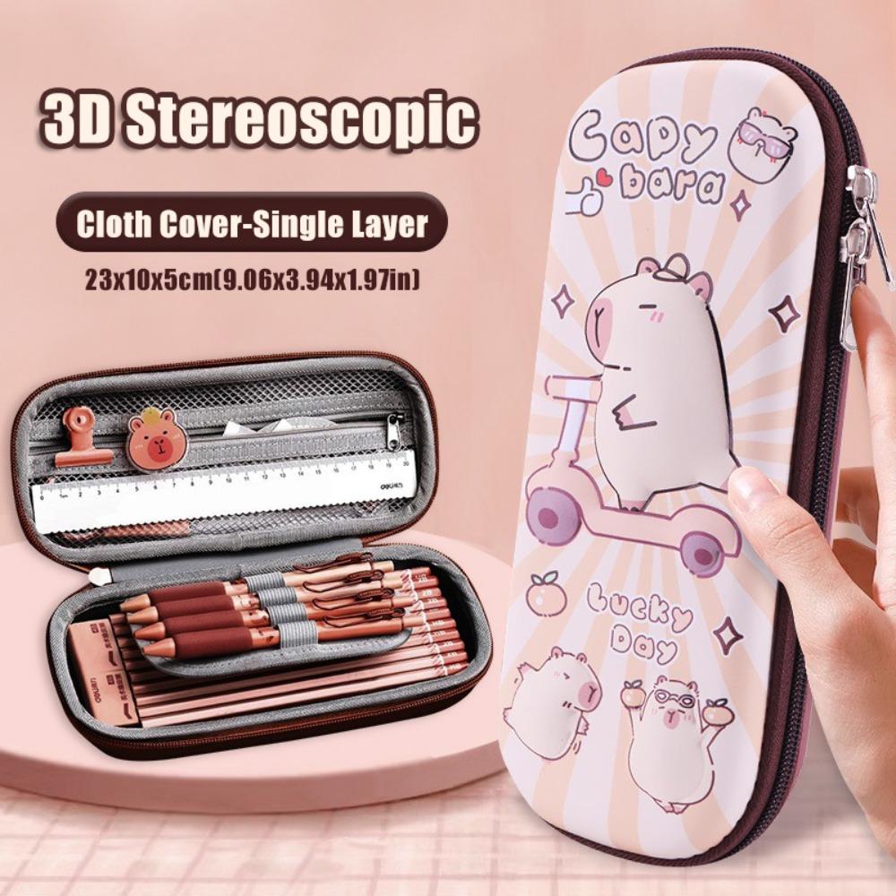 3D Capybara Pen Bag Large Capacity Pen Box Dirt-proof Pencil Case School Office