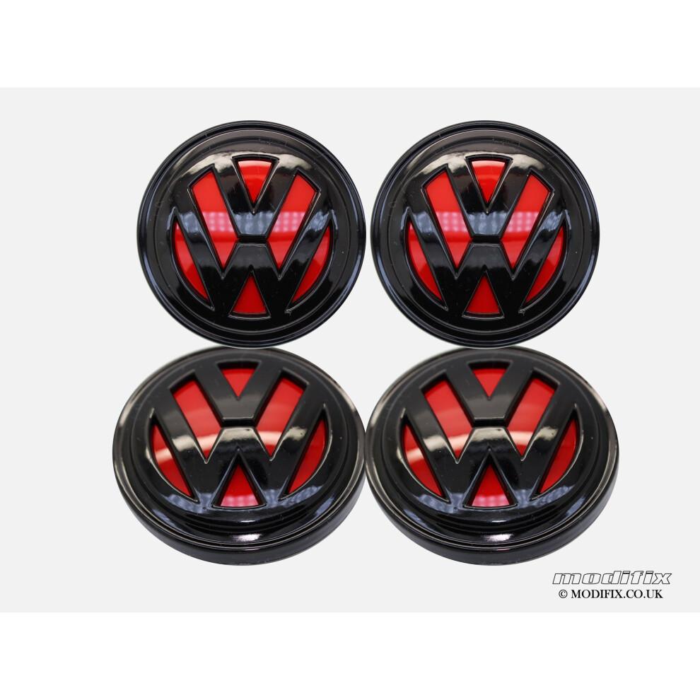 MODIFIX-CO-UK Колпачки ступицы колеса для VW, глянцевые, красные и черные, из сплава, 4 шт., для VW Golf MK7 Passat Tiguan, 66 мм
