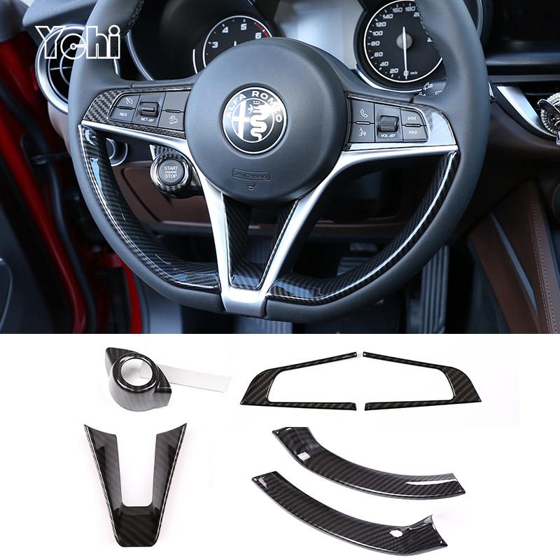 ABS Carbon Fiber For Alfa Romeo Giulia Stelvio 2017 2018 2019 Car Steering Wheel Cover Trim Interior Accessories pgi231