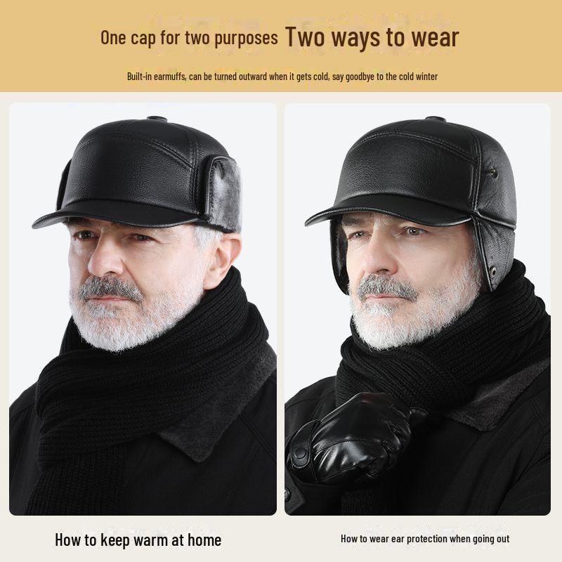 Men's Winter Earmuffs Cotton Hats with Velvet Lining, Windproof & Cold-Proof Duckbill Northeast Hats