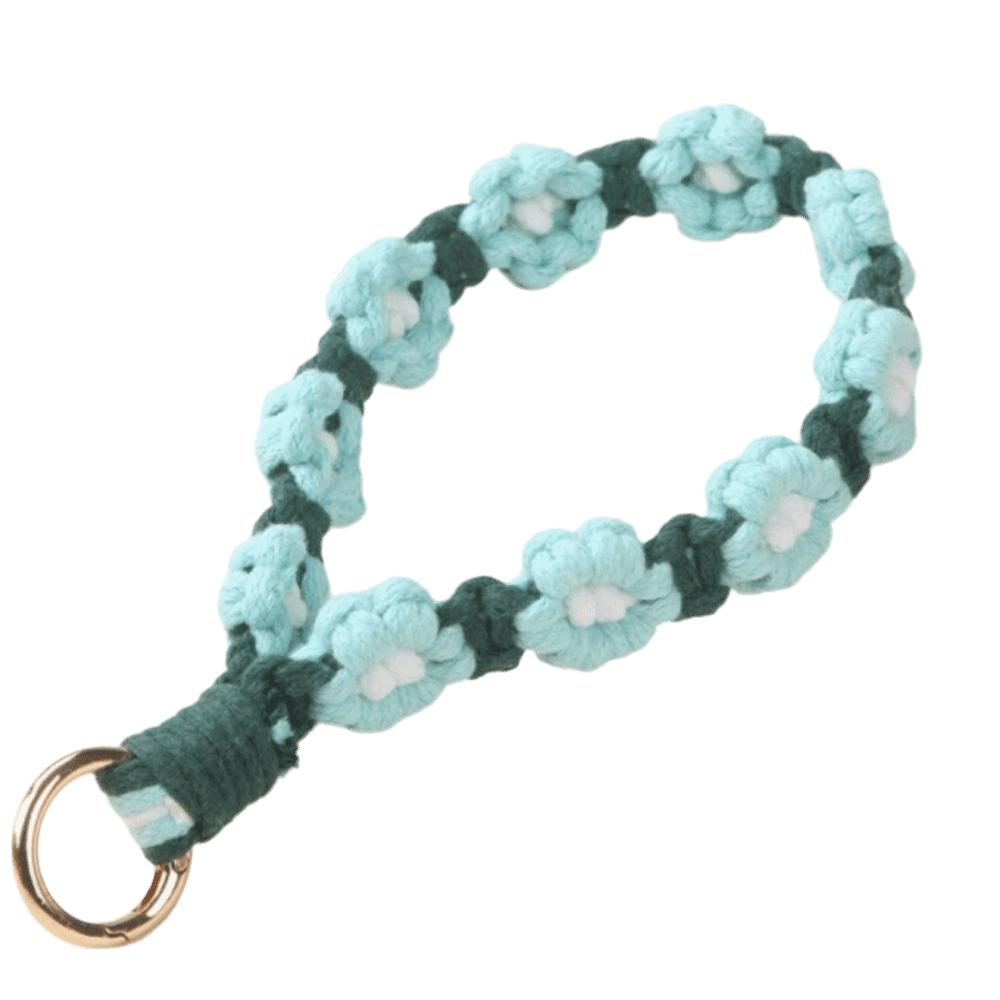 Daisy Flower Phone Wristband Cotton Rope Daisy Flower Keyring Boho Style Phone Lanyard Phone