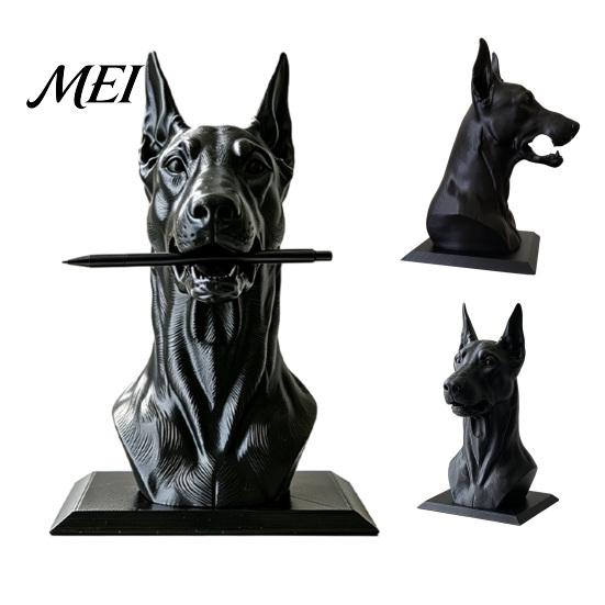 Doberman Dog Gift Shape Pen Holder, Creative Plastic Stationery Organizer, Pencil Cup 3D Print Office Desktop Decoration, for Workstation Holder