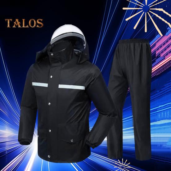 Комплект из 2 шт., плащ, брюки, мужской, женский, с капюшоном, длинный рукав, дождевик, эластичный пояс, длинные брюки, комплект, светоотражающие полосы, водонепроницаемый дождевик