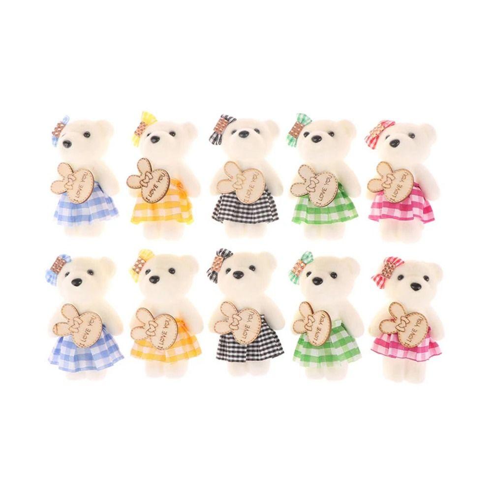 10pcs/bag Plush Doll Mini Bear Flower Bouquet Plush Animal Cartoon Bouquet Doll Girl Birthday Gift