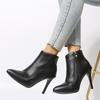 Sexy Women Boots Ankle PU Leather Zipper Booties High Heels Autumn Shoes Black Winter Boots Zapatos De Mujer Pointed Toe Botas