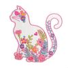 Maxi Embroidered Patch Flowered Cat 18 X 16.5 Cm