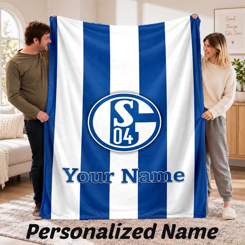 Schalke 04 FC Personalized Flannel Blanket Custom Name Text Soft Throw Blanket Home Decor