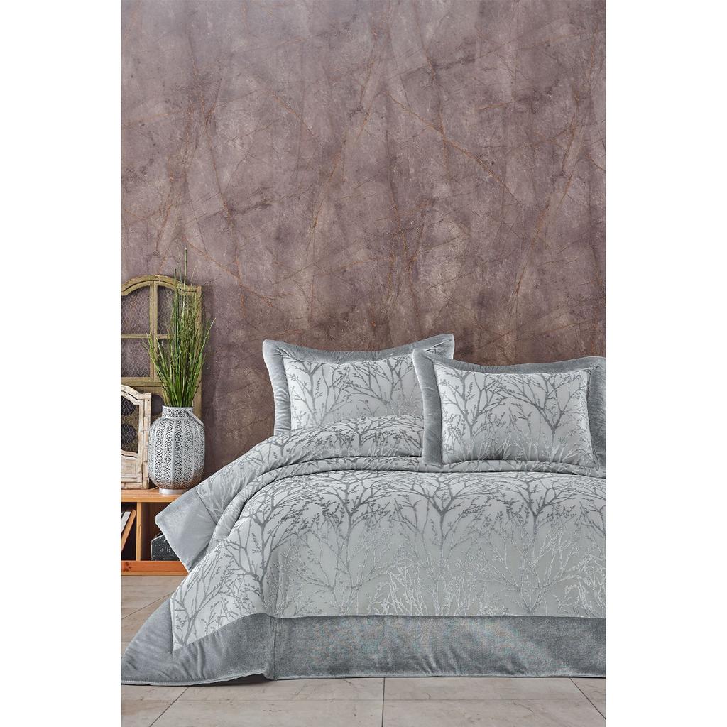 Покрывало из двойного волокна с наполнителем из бархата, весеннее серебро