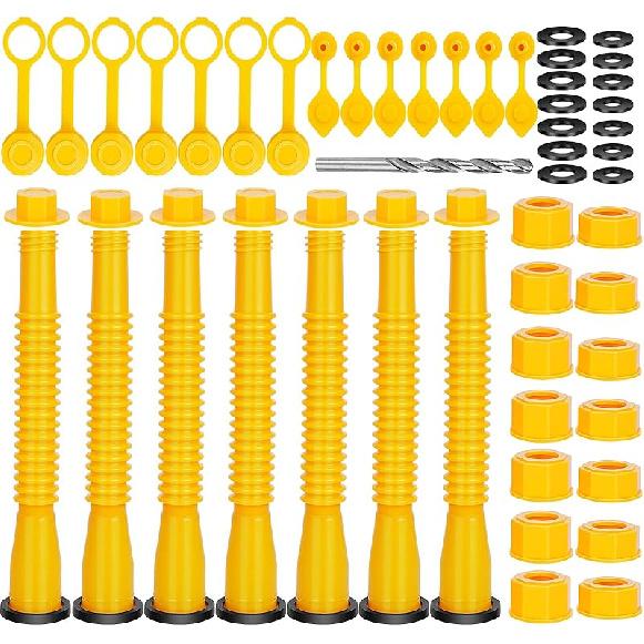 Godboy Gas Can Spout Replacement, Gas Can Nozzle, (5 Kit-Yellow) Flexible Pour Nozzle Suitable For Most 1/2/5/10 Gal Oil Cans, Fuel Can Spout