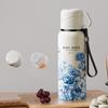 Stainless Steel Travel Mug with Filter Thermal Cup Sports Kettle Flower Pattern Thermos Bottle  Car