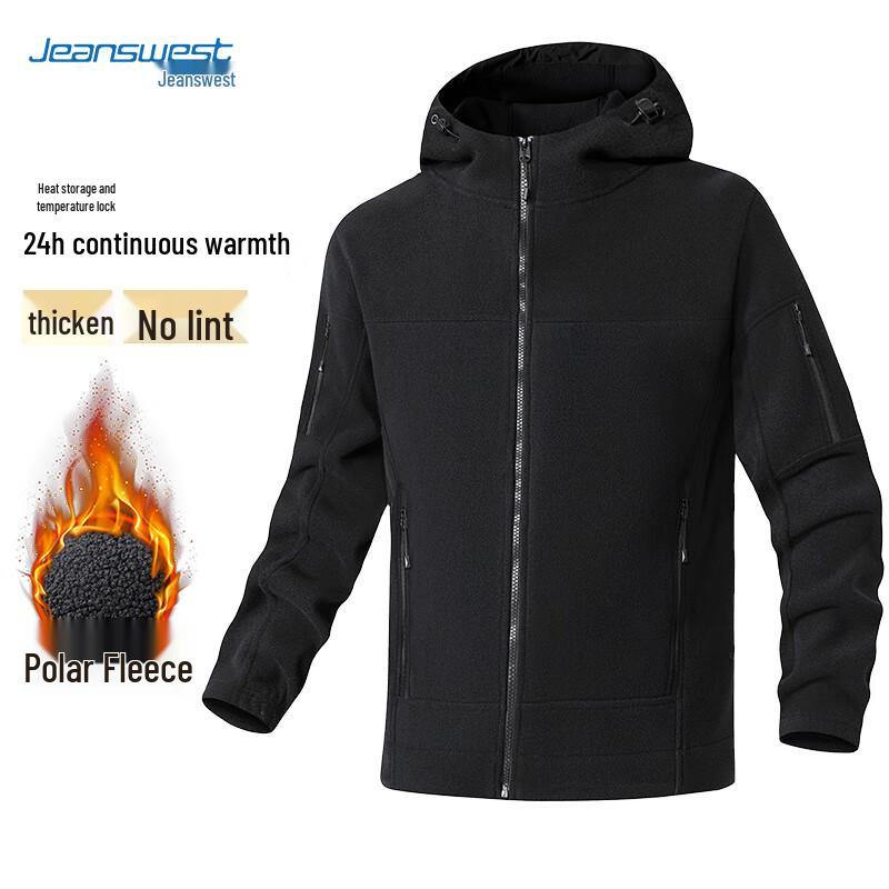 JEANSWEST Men's Autumn Winter Thickened Fleece Workwear Jacket