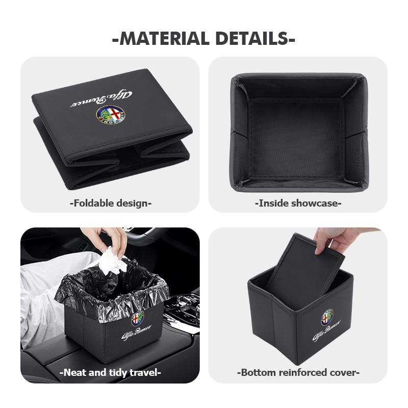 LNYCP1 Car Trash Can Garbage Box Foldable Waste Basket Drink Storage For Alfa Romeo GT Stelvio F1 Brera Volante Tonale Gloria Disco
