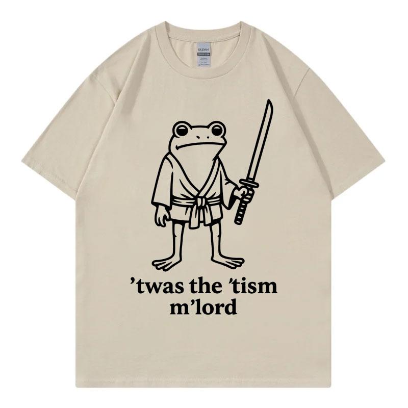 Neurodivergent Frog Samurai Funny Meme Tshirt High Street Fashion Trend Short Sleeve Tshirts Unisex Unisex Casual Loose T Shirt