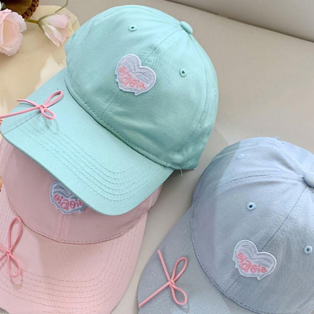 Embroidery Love Heart Baseball Cap Cotton Peaked Cap Sweet Sun Hat Sports