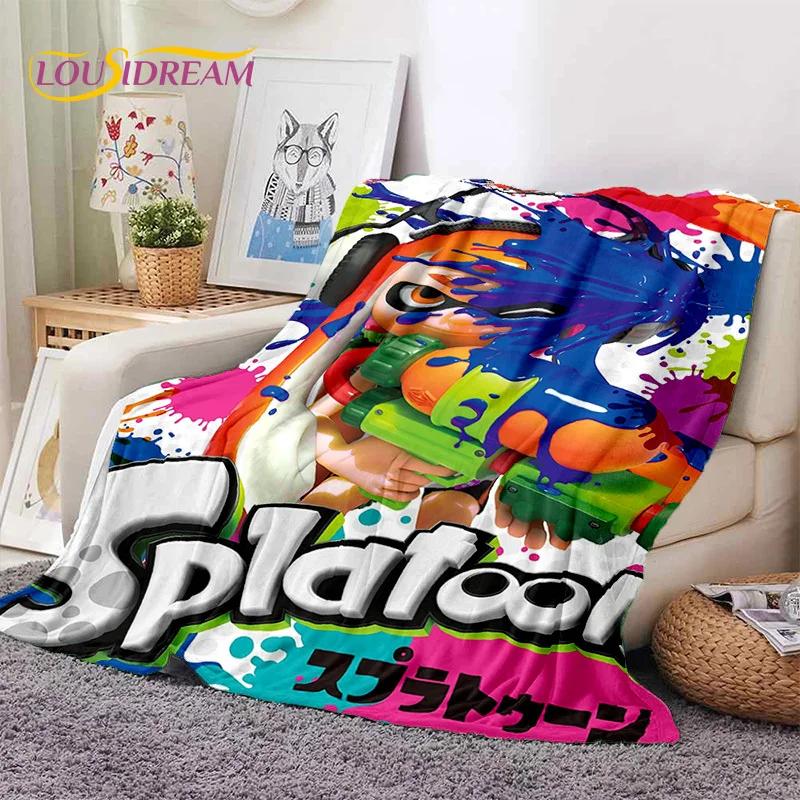 Splatoon3 PC Игрок Мультяшная Игра Мягкие Одеяла, Теплое Плед-Покрывало Уютное Одеяло для Пикника Кроватей Дивана Дома Спальни Подарок