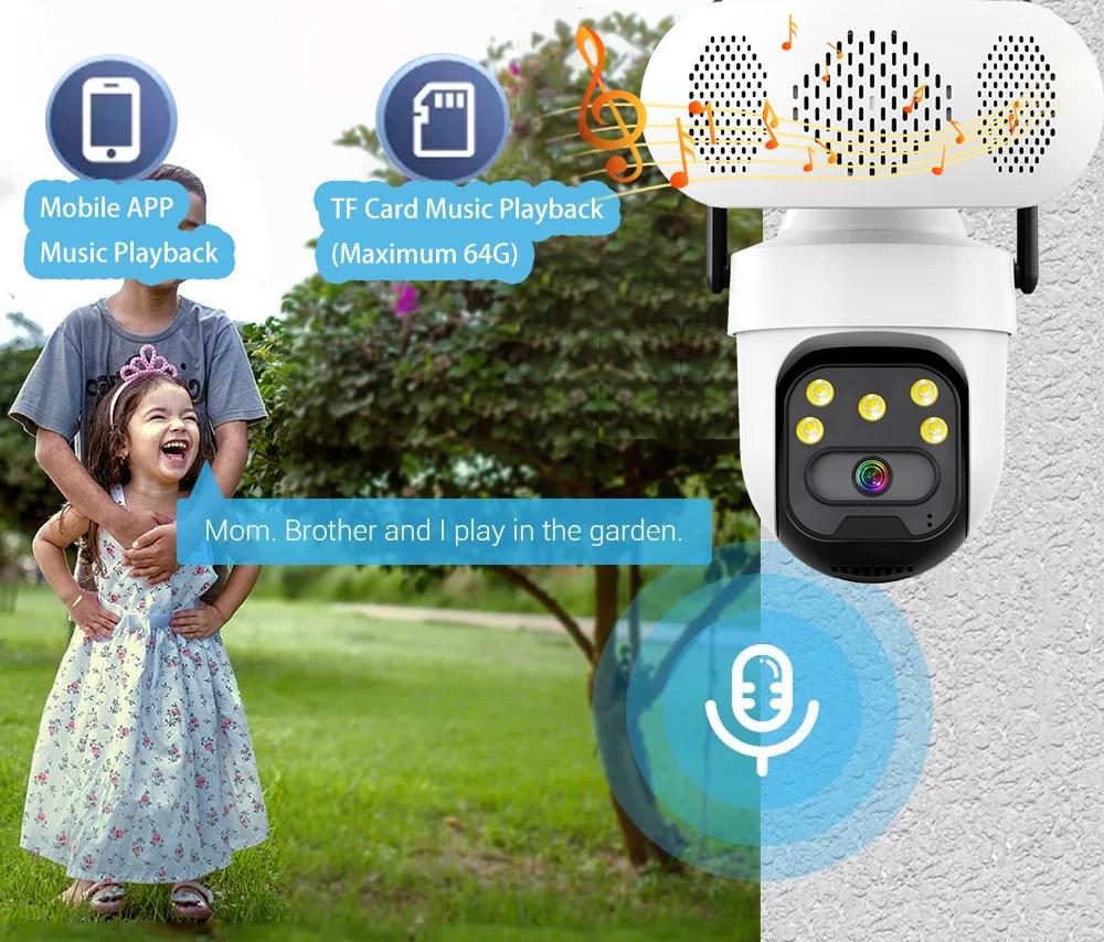 Icsee Наружная Bluetooth-колонка-камера с HD ночным видением и громким звуком
