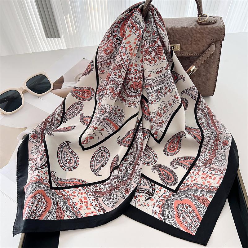 Luxury Satin Silk Scarf Square Leopard Print Women Shawl Headband Small Hair Scarves Female Handkerchief