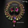 Colorful Jewelry Set Square Earrings Multi-layer Water Drop Collarbone Chain Jewelry Jewelry Set