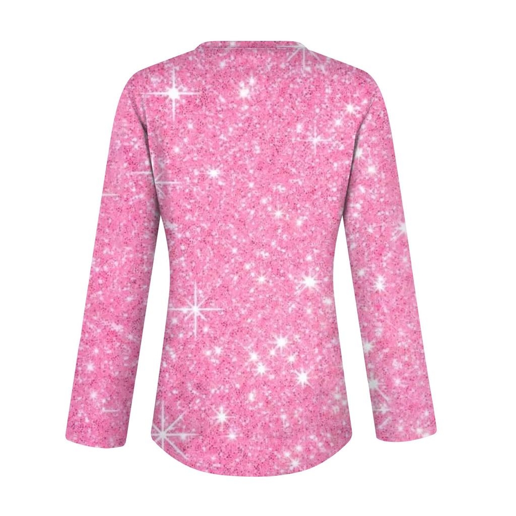 Женская повседневная мода сексуальный комфорт рождественский принт V-образный вырез пуговицы длинный рукав