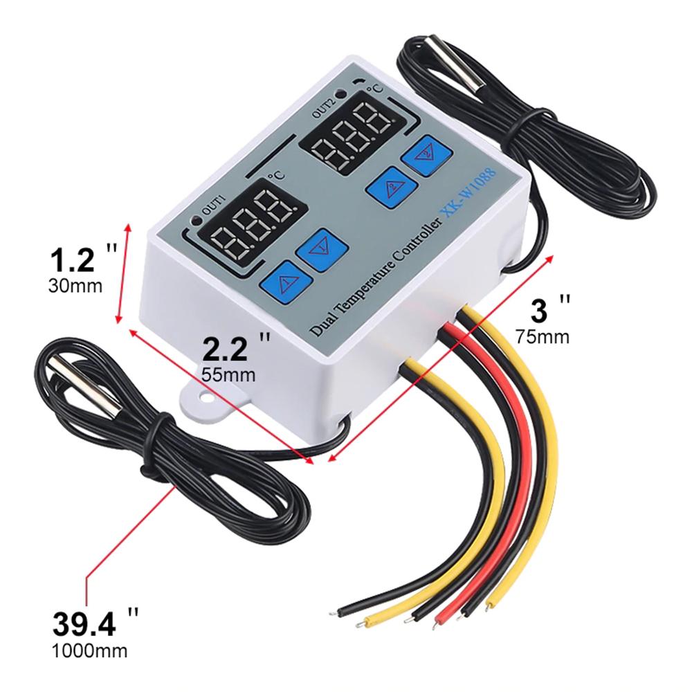 Dual Digital Thermostat Temperature Controller Two Relay Output Thermoregulator for Incubator