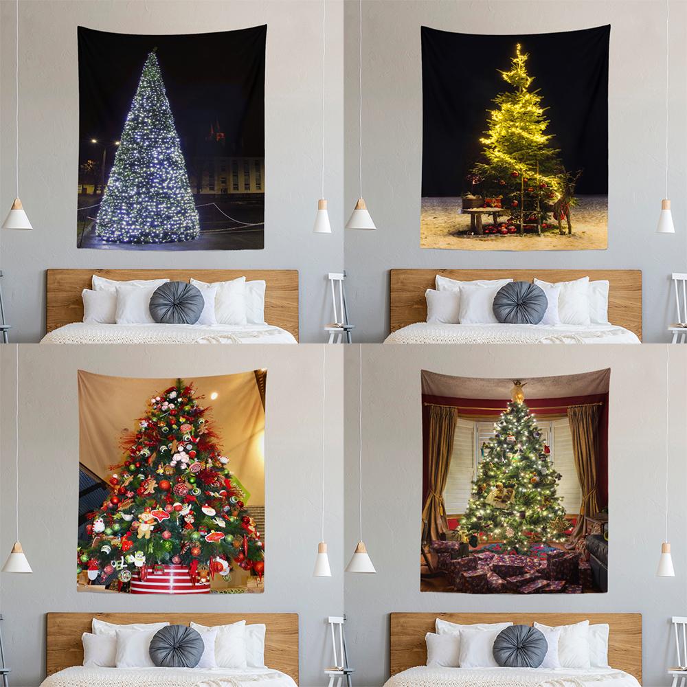 Christmas Tree Decoration Printed Pattern Tapestry Home Living Room Bedroom Wall Decoration Background Cloth Tapestry 230x180cm