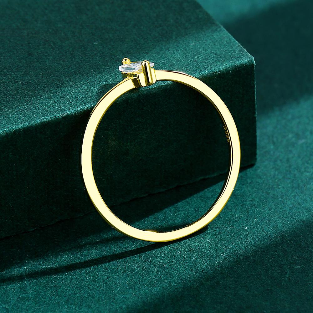 Классические кольца из стерлингового серебра 925 пробы со сверкающим прозрачным цирконом золотого цвета для женщин, свадебные и помолвочные изысканные женские украшения