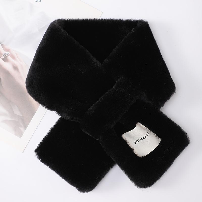 Rabbit Fur Winter Warm Scarf Plush Scarf Women'S Versatile Cross Thickened Rex Rabbit Hair Fashion Scarf