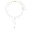 2025 Lady Y Lariat Necklaces Gold Plated 5A Water Drop Cubic Zirconia Pendant Choker Double Layer Female Jewelry Brass Material