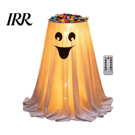 Festival Atmosphere Props Halloween Ghost Candy Bowl Stand with Remote Control, Large LED Lighted Creative Holiday Table Centerpiece Cute Holder