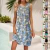 Женские летние повседневные платья без рукавов с принтом и U-образным вырезом