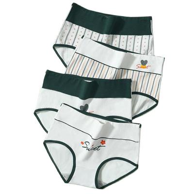 4 шт., нижнее белье больших размеров M-5XL с высокой талией, хлопковые трусики, женские трусы с принтом для девочек, дышащее белье