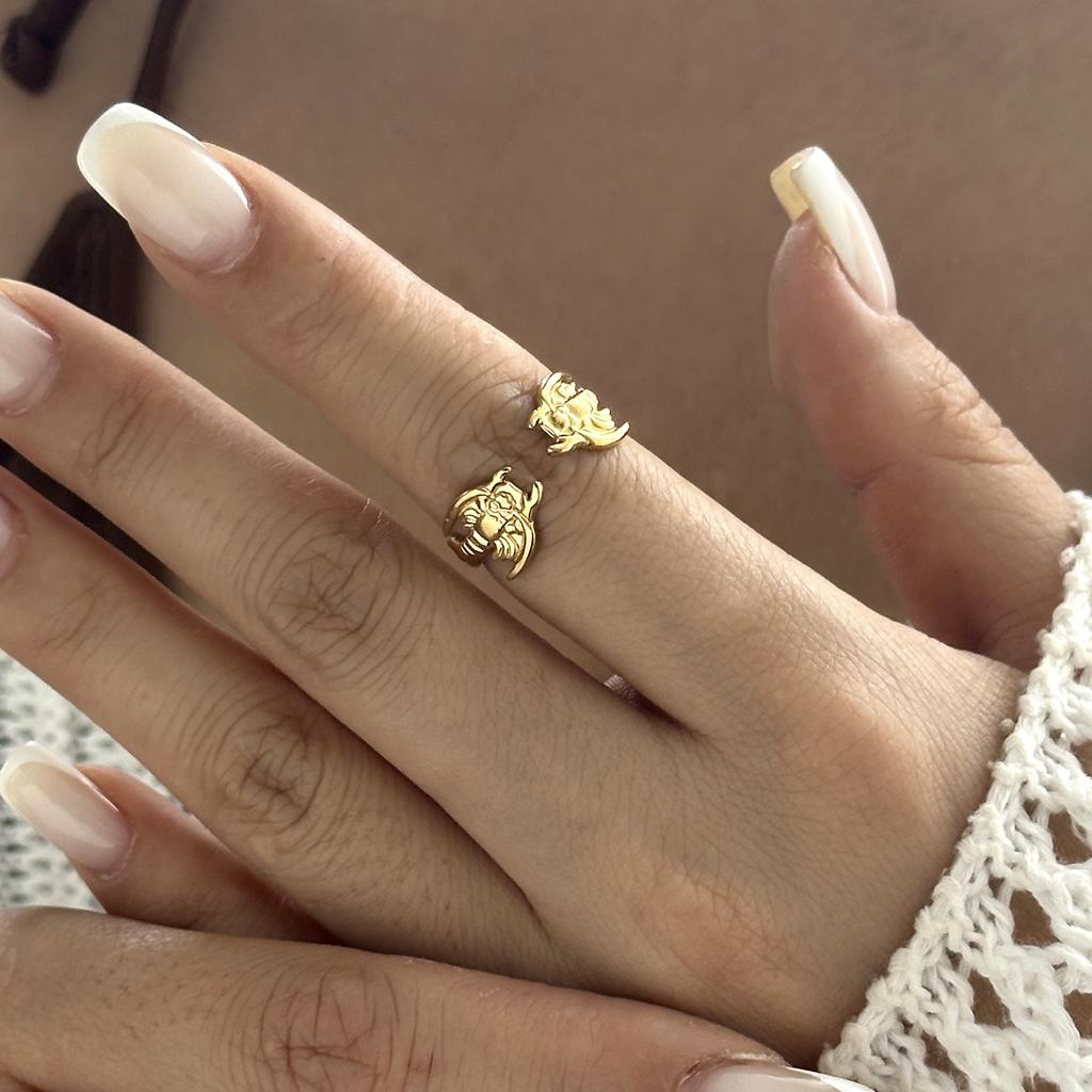 316L Stainless Steel Ocean Starfish Open Ring for Women Fashion Star Flower Irregular Geometric Ring Adjustable Finger Jewelry