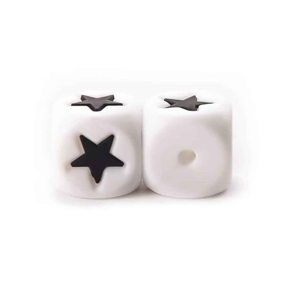 40 шт./лот 12 мм Силиконовые Цифровые Звездочки Сердечки Бусины Буквы Бусины DIY Цепочка для Соски Браслет Аксессуары для Украшений