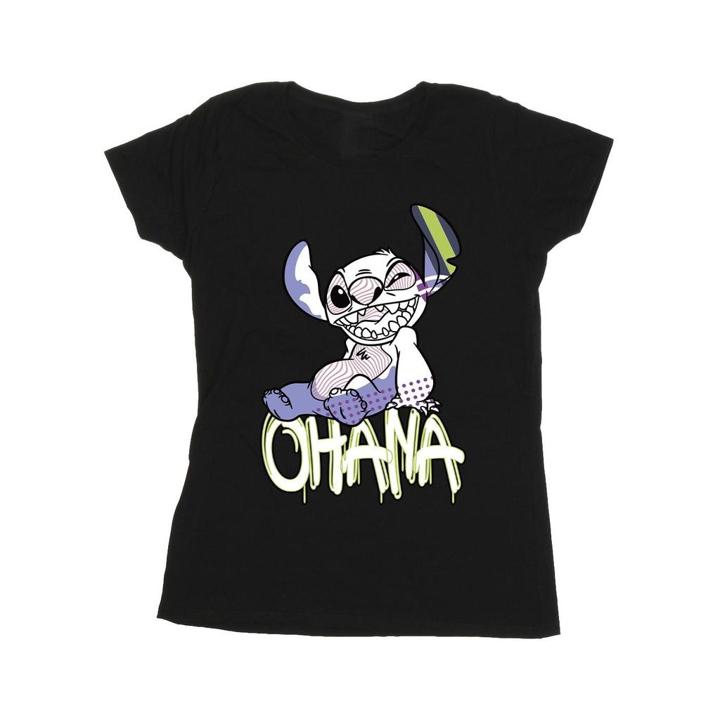 Disney Womens/Ladies Lilo And Stitch Ohana Graffiti Cotton T-Shirt